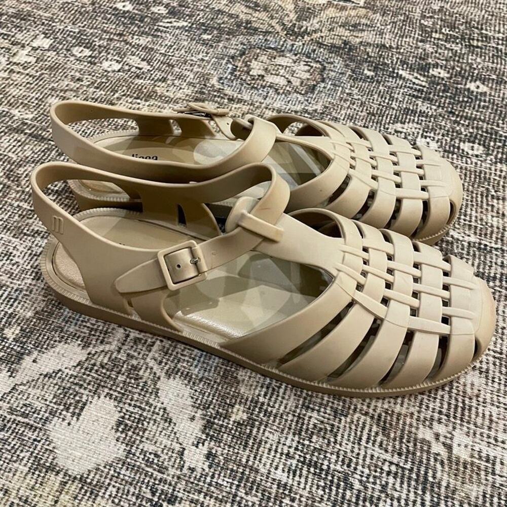 Melissa Possession Jelly Fisherman Sandals Beige Womens US 9 EUR 40 Woven Cage